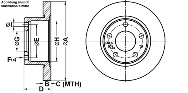 ATE Bremsscheibe 24012202621 voll 276mm 22mm für Iveco