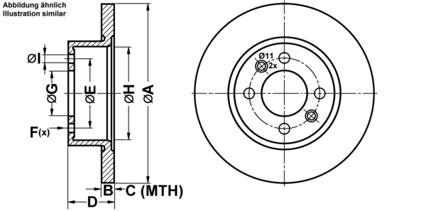 ATE Bremsscheibe 24011201341 voll 254mm 12mm für RENAULT