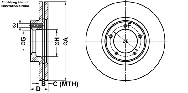 ATE Bremsscheibe 24012401311 belüftet 254mm 24mm für Ford