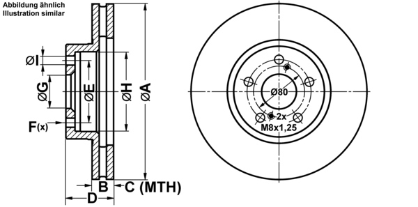 ATE Bremsscheibe 24012507001 belüftet 275mm 25mm für TOYOTA
