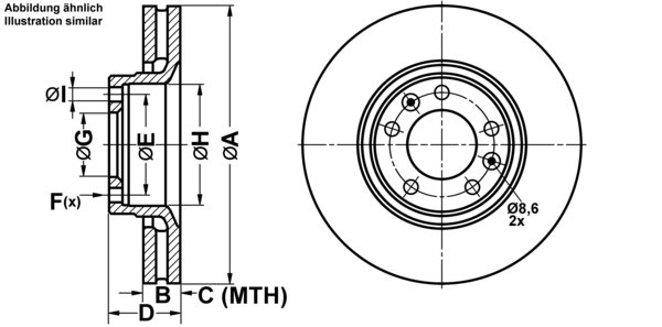 ATE Bremsscheibe 24012801781 belüftet 288mm 28mm für Citroën