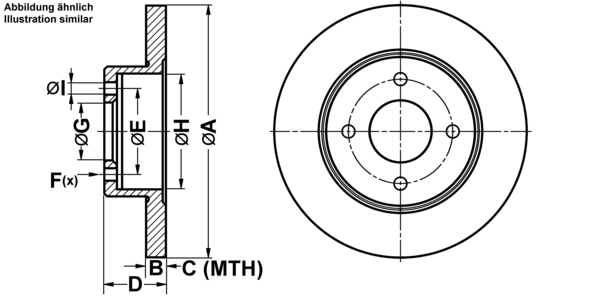 ATE Bremsscheibe 24011003101 voll 278mm 10mm für NISSAN