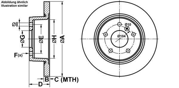 ATE Bremsscheibe 24011301971 voll 304mm 13mm für LAND ROVER