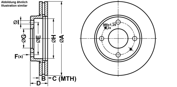 ATE Bremsscheibe 24012407061 belüftet 257mm 24mm für HYUNDAI