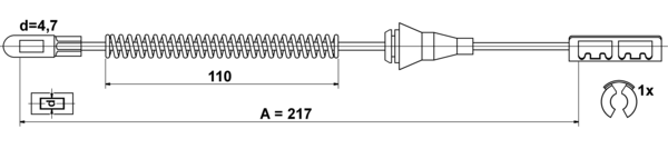 ATE Seilzug, Feststellbremse 24.3727-0787.2 für VAUXHALL OPEL 93170228 522151