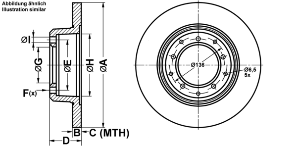ATE Bremsscheibe 24011401151 voll 298mm 14mm für LAND ROVER