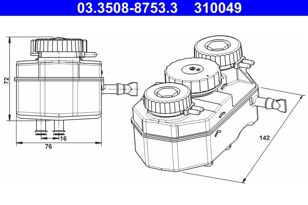ATE Ausgleichsbehälter, Bremsflüssigkeit 03350887533 für Mercedes