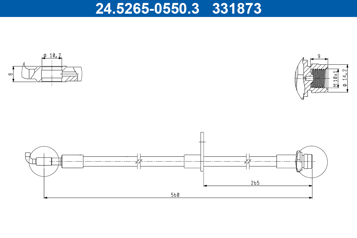 ATE Bremsschlauch 24526505503 für TOYOTA