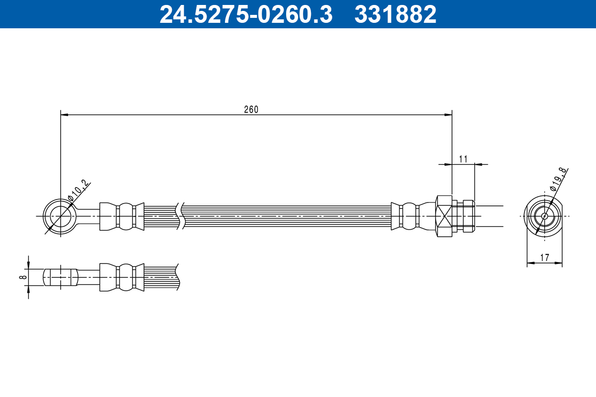 ATE Bremsschlauch 24527502603 für MITSUBISHI