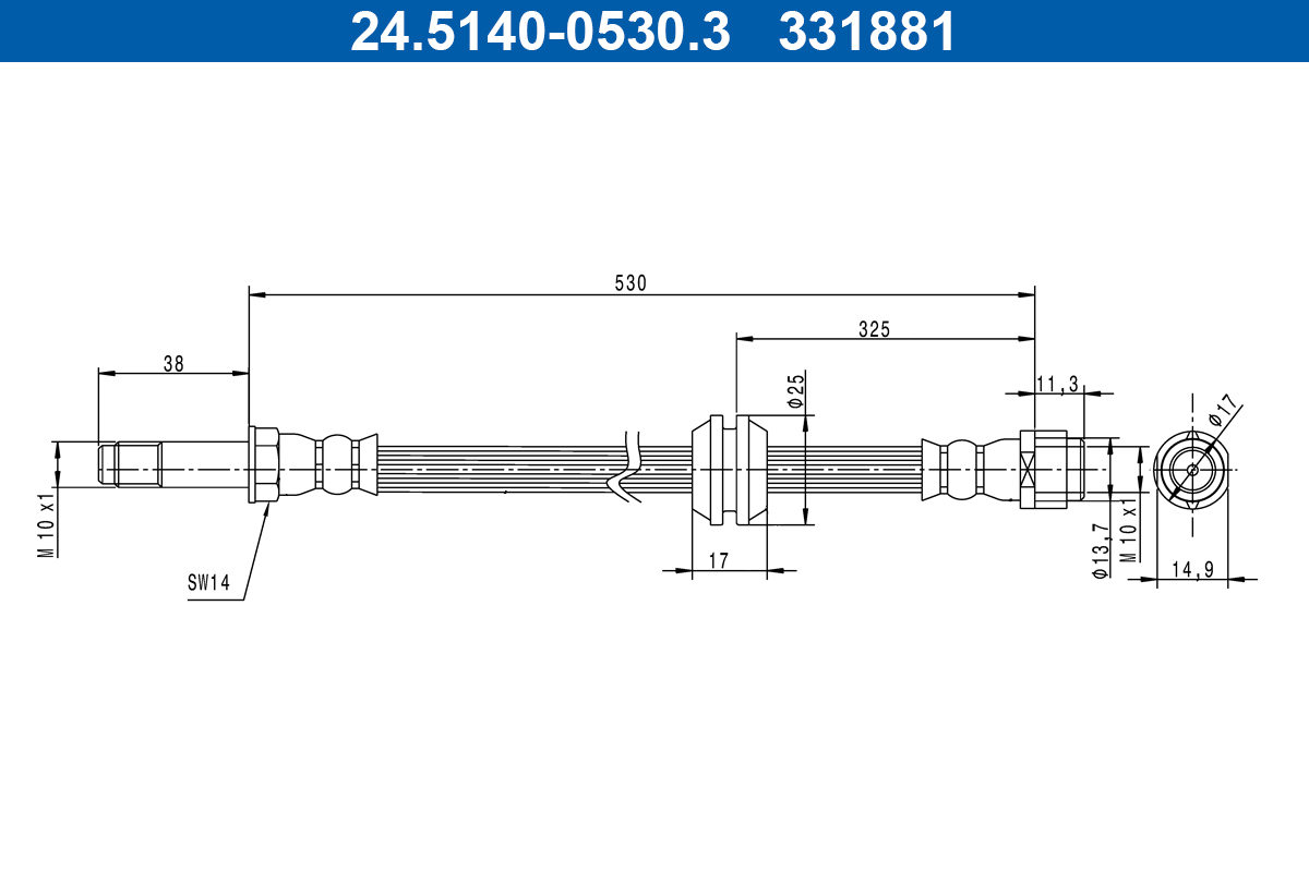 ATE Bremsschlauch 24514005303 für Mercedes
