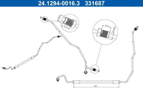 ATE Bremsschlauch mit Rohrleitung Hinten Rechts für RENAULT Megane III Cc