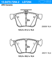 ATE Bremsbelagsatz, Scheibenbremse "ATE Ceramic" f&uuml;r VW PASSAT B8 Variant (3G5, CB5), Art.-Nr. 13.0470-7294.2