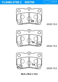 ATE Bremsbelagsatz, Scheibenbremse f&uuml;r LEXUS IS II (_E2_), Art.-Nr. 13.0460-5790.2