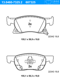 ATE Bremsbelagsatz, Scheibenbremse f&uuml;r OPEL ASTRA K Sports Tourer (B16), Art.-Nr. 13.0460-7325.2