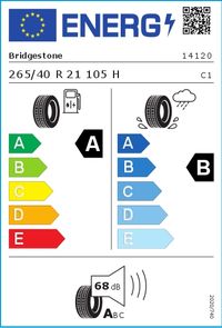 Bridgestone Sommerreifen "265/40R21 105H - Turanza T005 EXT", Art.-Nr. 14120