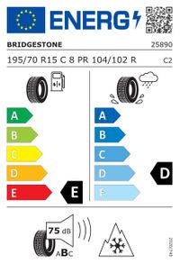 Bridgestone Winterreifen "195/70R15 104/102R - Blizzak W995 Multicell", Art.-Nr. 25890