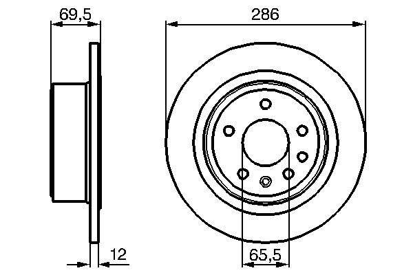 Bosch Bremsscheibe 0986478609 Voll 286Mm 12Mm Für Opel Vaughall