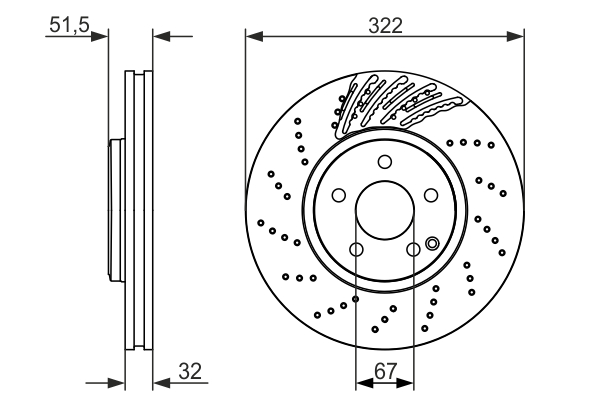 Bosch Bremsscheibe 0986479720 Belüftet 322Mm 32Mm Für Mercedes