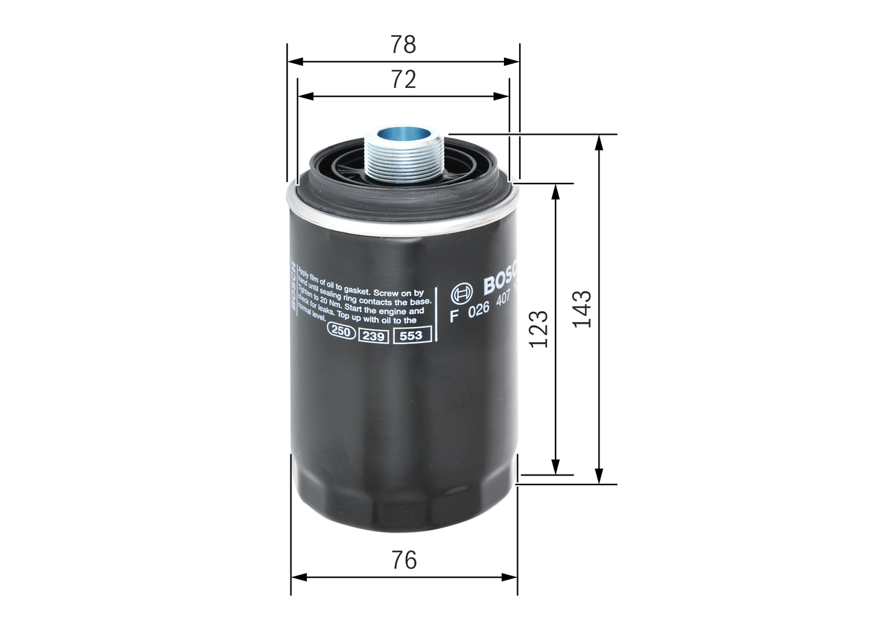 BOSCH Ölfilter f026407179 Anschraubfilter 143mm GewindemaßM 27 x 1,5 für VW