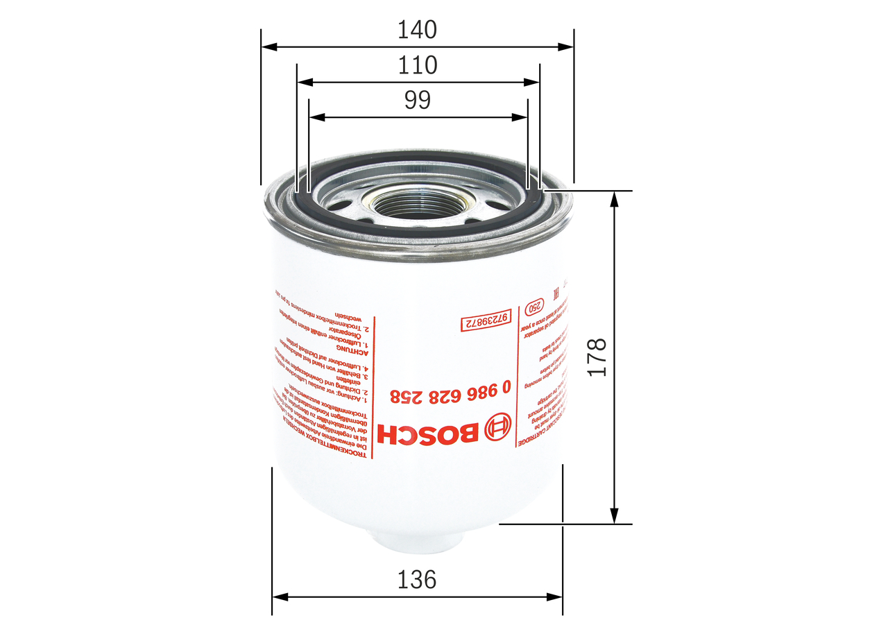 BOSCH Lufttrocknerpatrone, Druckluftanlage 0986628258