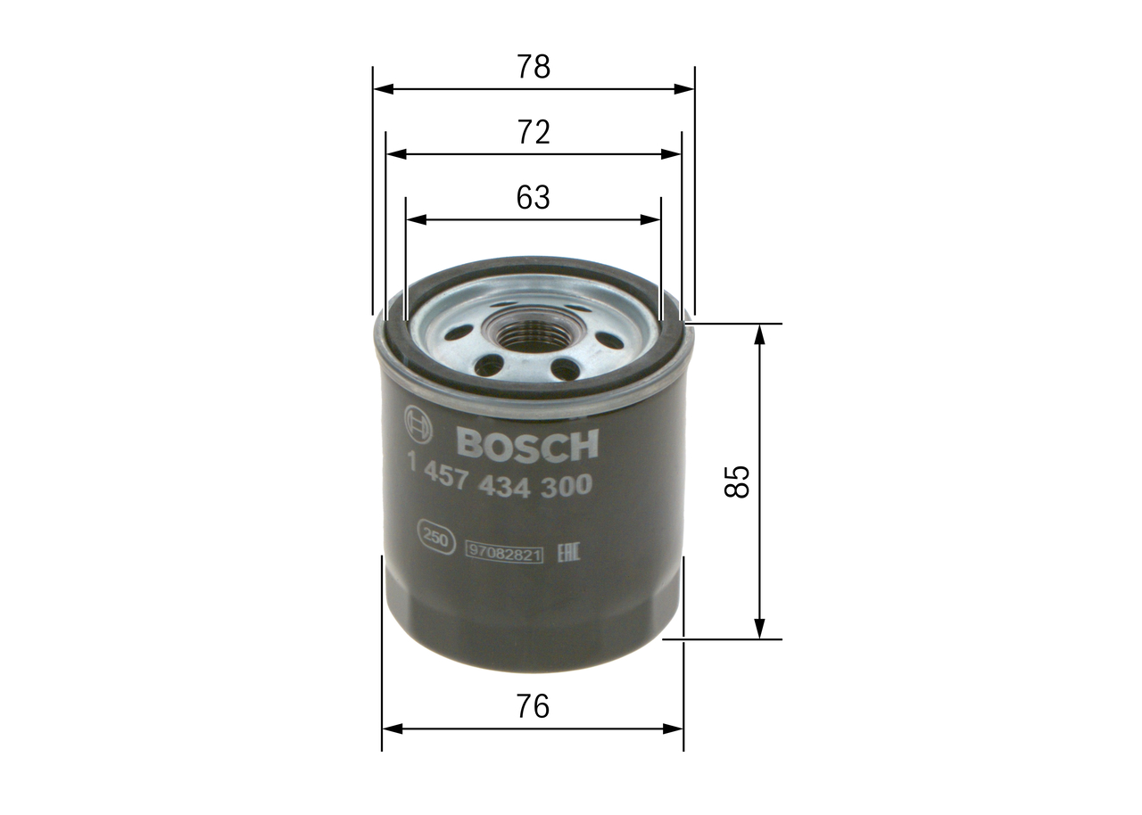 BOSCH Kraftstofffilter 1457434300 Anschraubfilter 93,5mm für Volvo ONAN GMC ISUZU CHEVROLET NISSAN TOYOTA Ford DAIHATSU MAZDA GREAT WALL