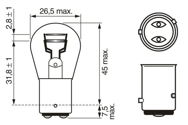 BOSCH Glühlampe, Nebelschlussleuchte 1987302215 P21/4W für HOBBYCAR Volvo DAF HOLDEN BMW Ford VW MAN TOYOTA MASERATI YAMAHA