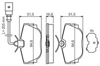 BOSCH Bremsbelagsatz, Scheibenbremse, Art.-Nr. 0 986 494 051