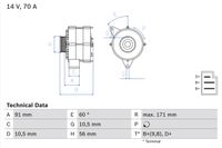 BOSCH Generator f&uuml;r MERCEDES-BENZ 190 (W201), Art.-Nr. 0 986 033 810