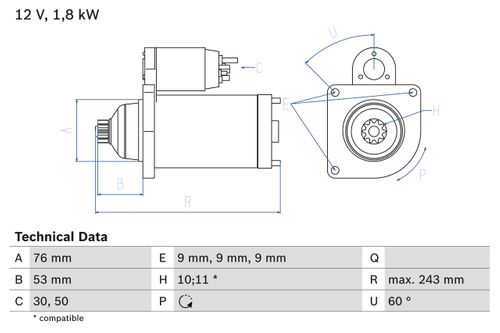 BOSCH Starter, Art.-Nr. 0 986 016 990