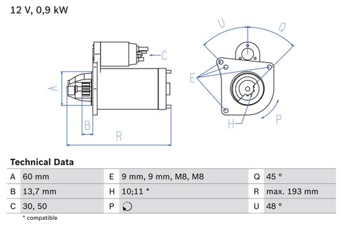 BOSCH Starter, Art.-Nr. 0 986 021 970