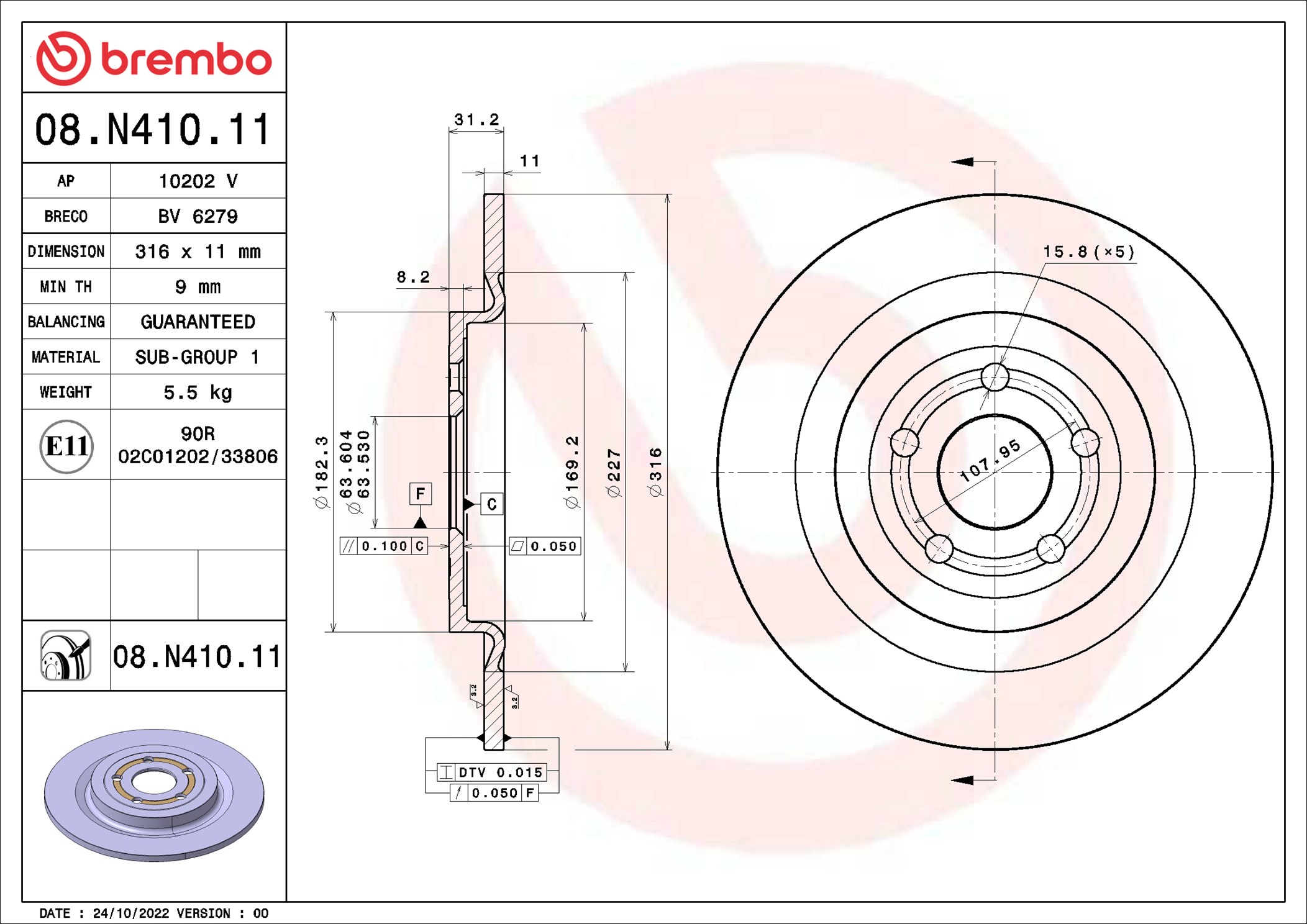 Brembo Bremsscheibe 08.N410.11, 1 Stück - Bild 4