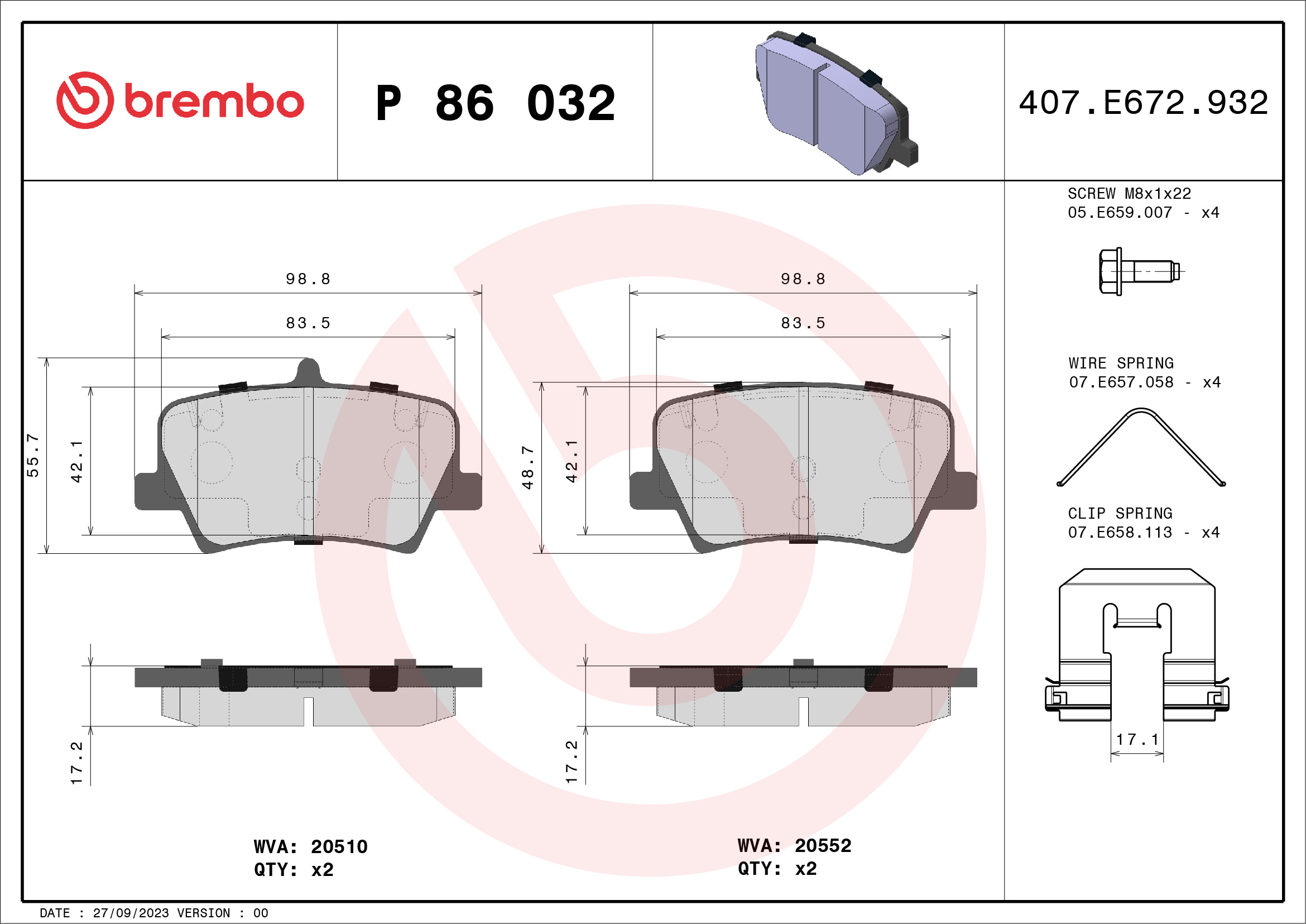 Brembo P86032 Bremsbelagsatz für Scheibenbremse Bremsbelagsatz - Bild 8
