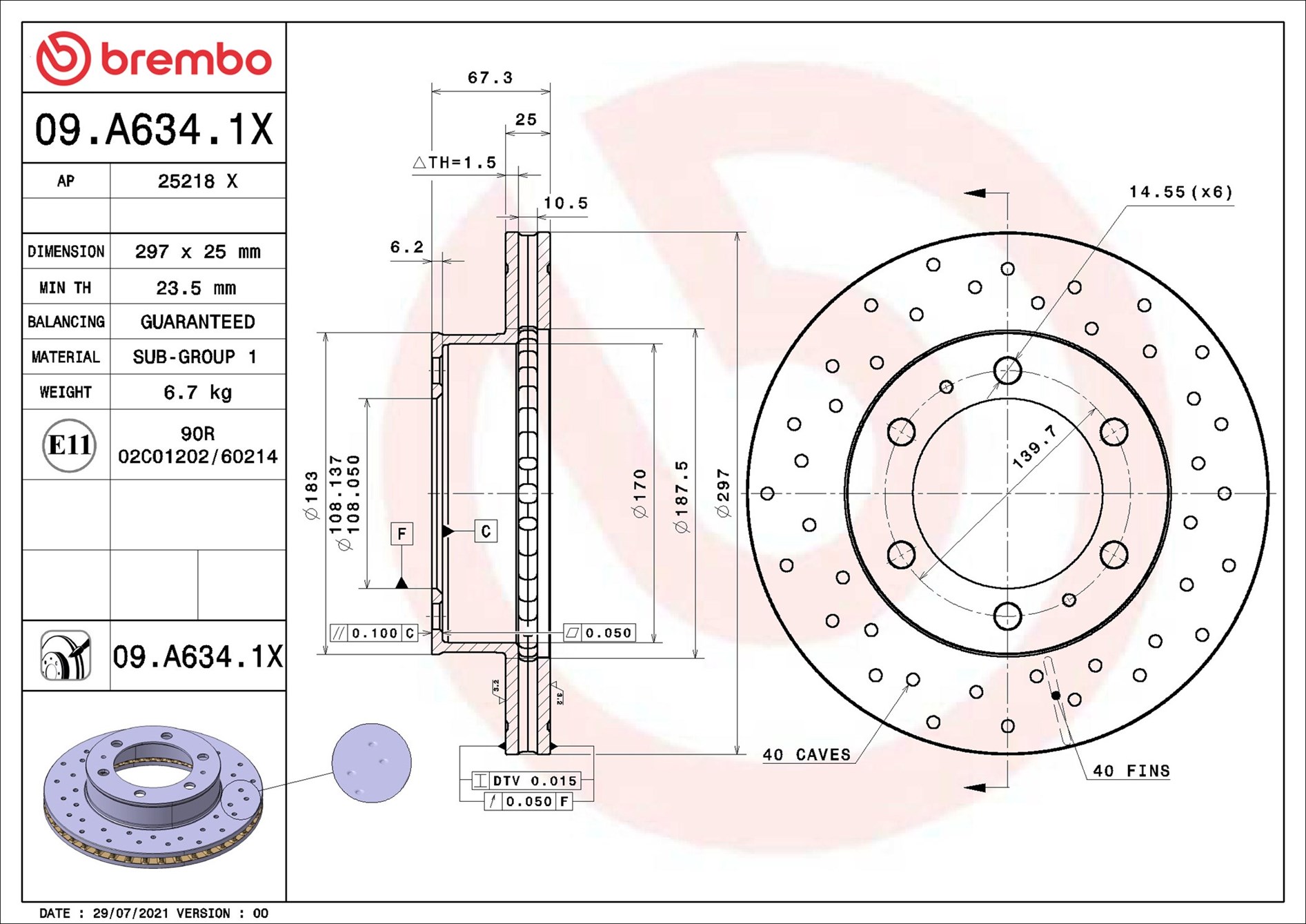 2x Bremsscheibe Brembo 09A6341X 2 Bremsscheiben für Toyota - Bild 4