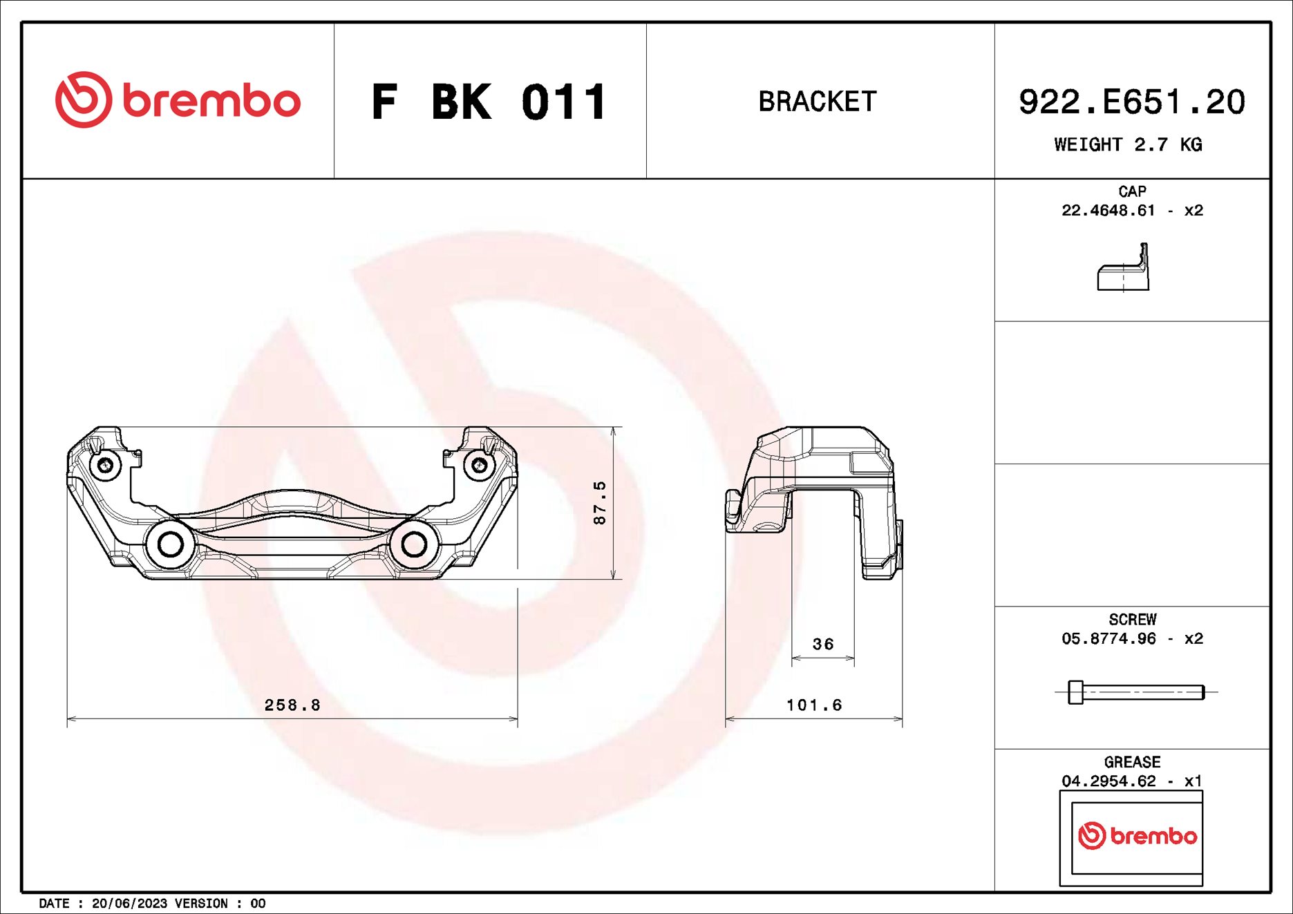 Bremssattel-Montageset rechts F BK 011 BREMBO für MERCEDES-BENZ VITO Tourer - Bild 5