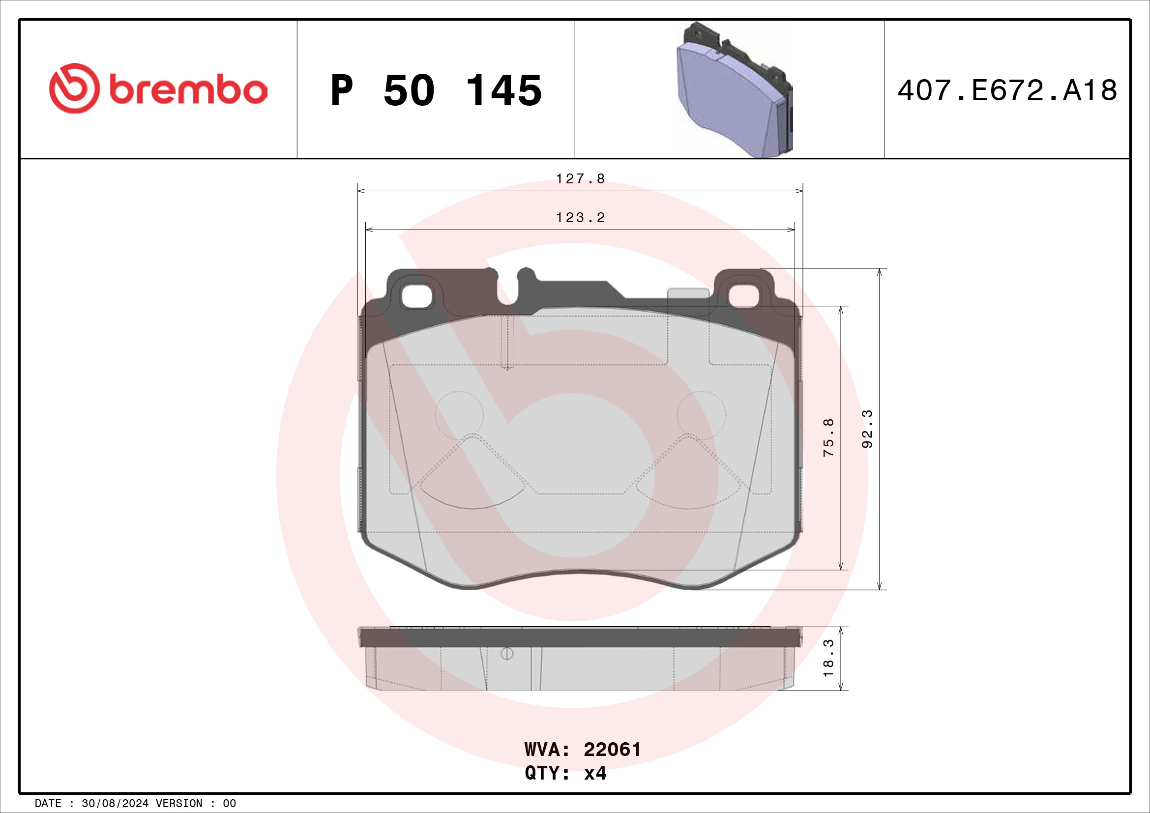 Für BREMBO P 50 145 HAM PADS. FRONT FRONT FRONT BREMBO MERCEDES-BENZ/MERCEDES-B - Bild 11