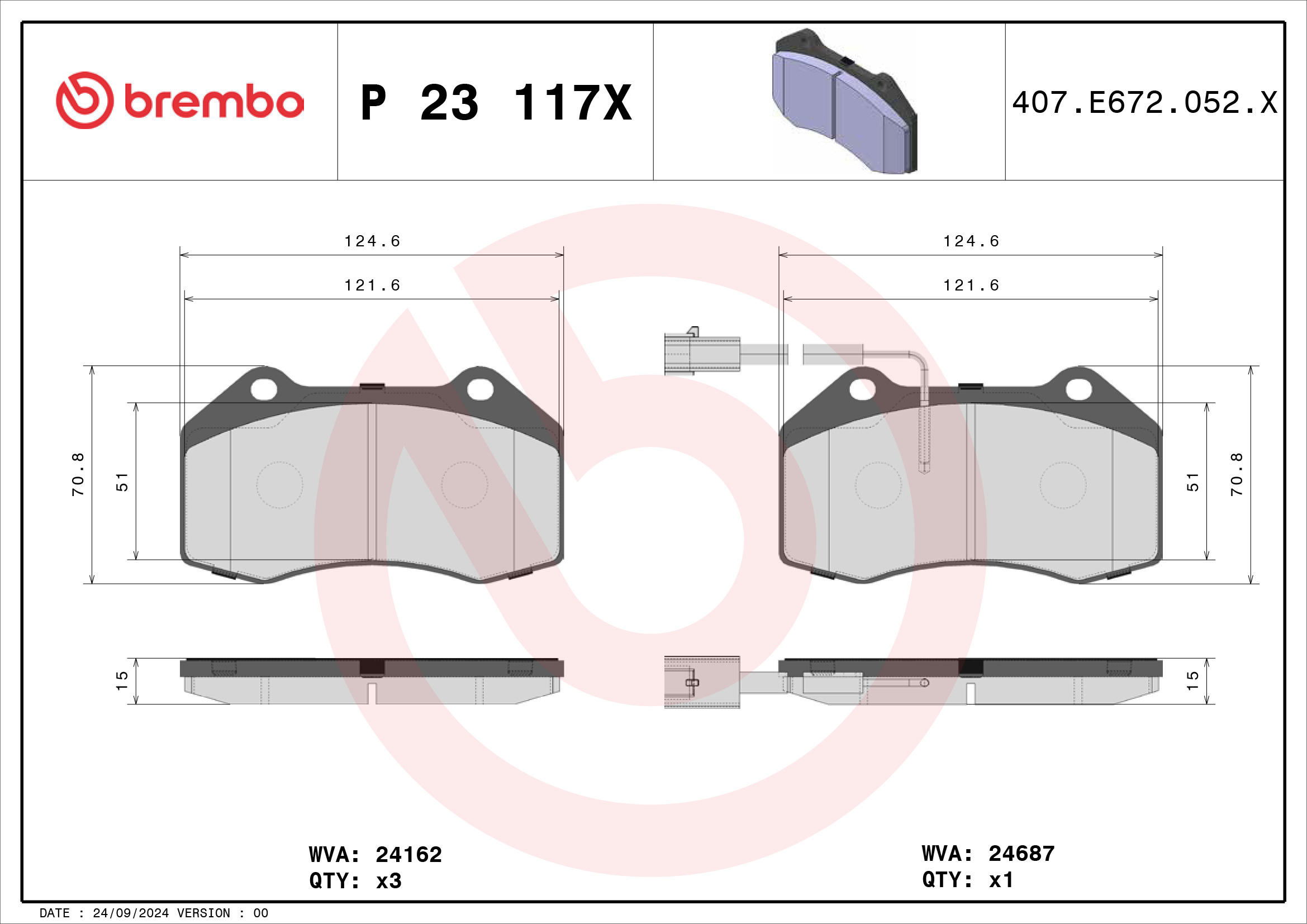 Brembo Bremsbelagsatz, Scheibenbremse P 23 117X Für Abarth Alfa Romeo