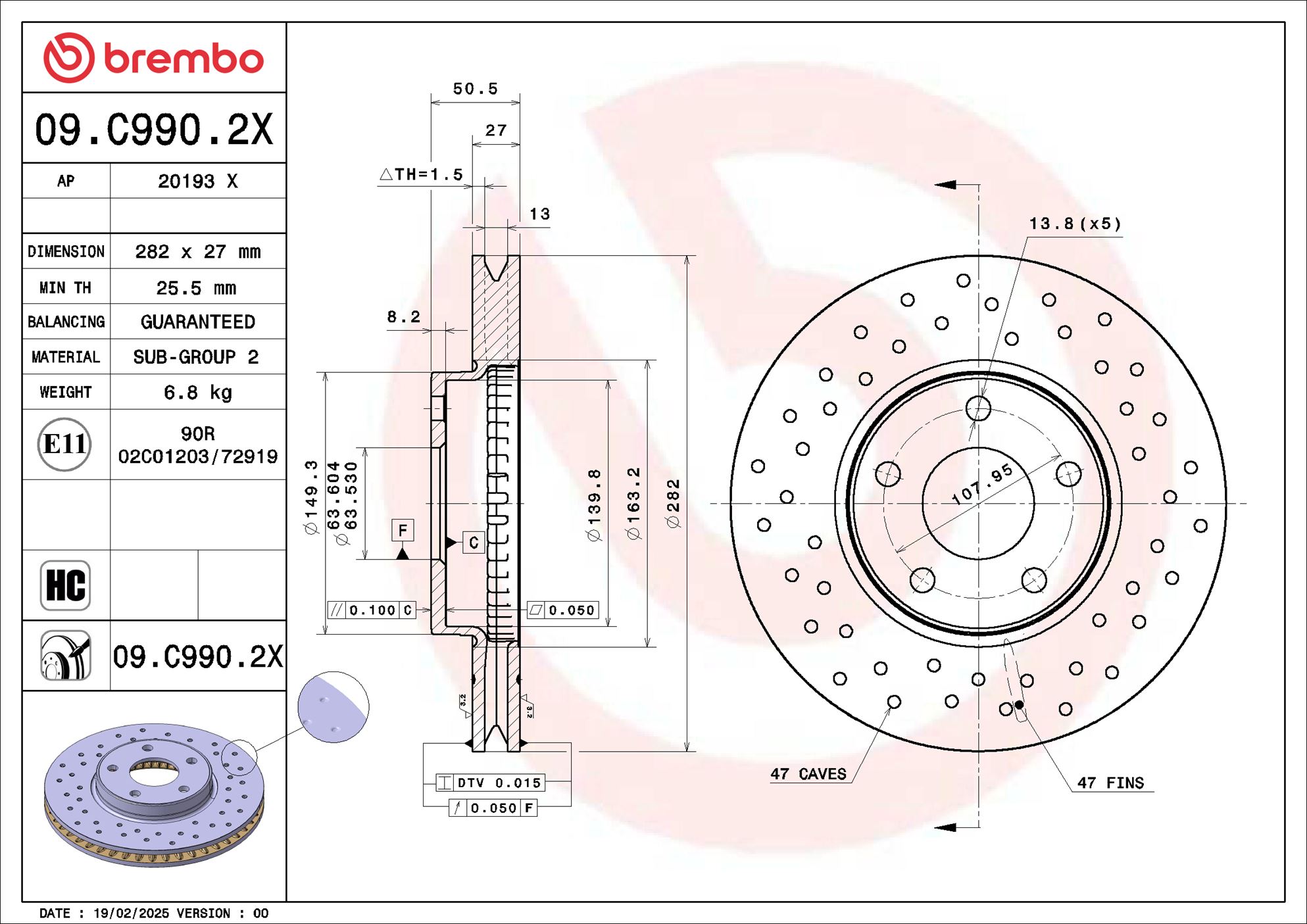 Brembo Bremsscheibe 09.C990.2x, 1 Stück - Bild 3