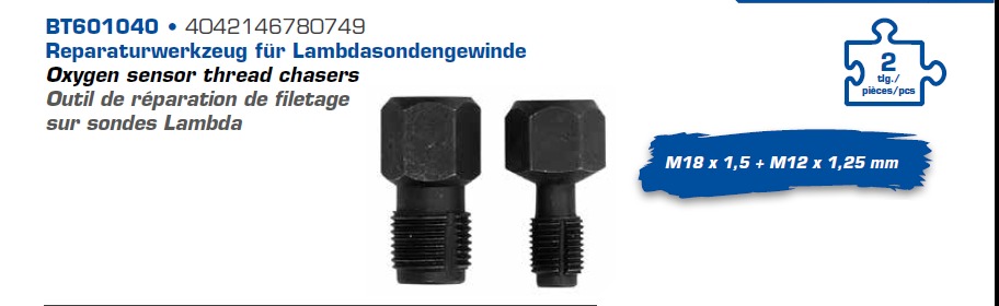 BRILLIANT TOOLS Gewindeschneidwerkzeugsatz, Lambdasonde Reparaturwerkzeug für Lambdasondengewinde, 2-tlg. bt601040