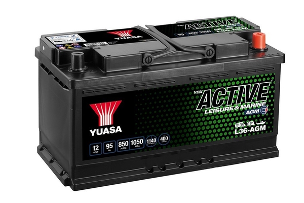 YUASA Starterbatterie YBX ACTIVE LEISURE & MARINE AGM 12 V, 95 Ah, 850 A l36agm 12V 68Ah 850A