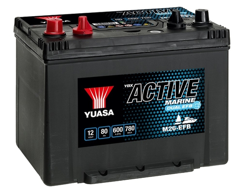YUASA Starterbatterie YBX ACTIVE MARINE DUAL EFB 12 V, 80 Ah, 600 A m26efb 12V 68Ah 600A