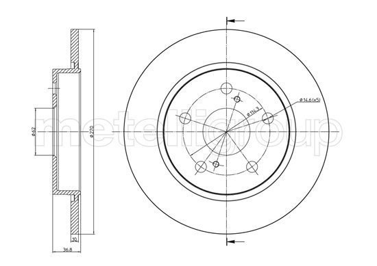 Metelli Bremsscheibe 231022C Voll 270Mm 10Mm Für Toyota