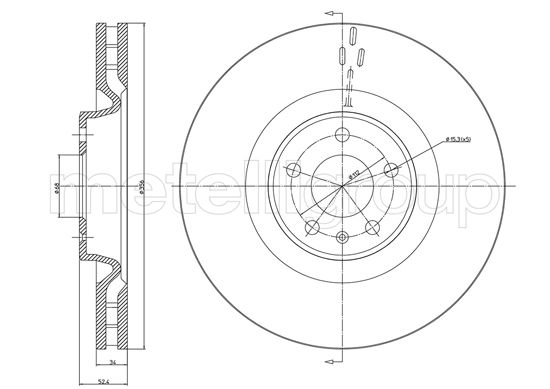 Metelli Bremsscheibe 231085C Belüftet 356Mm 34Mm Für Audi