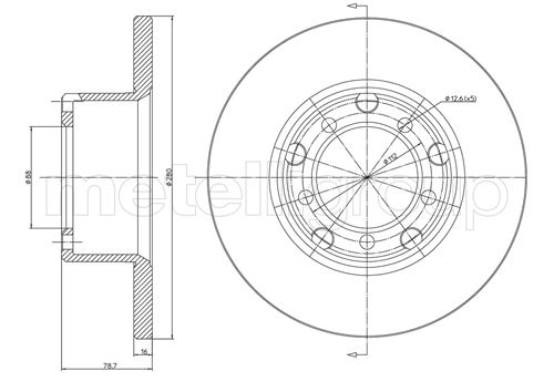 Metelli Bremsscheibe 230210 Voll 280Mm 16Mm Für Mercedes