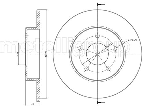 Metelli Bremsscheibe 230762C Voll 278Mm 10Mm Für Nissan