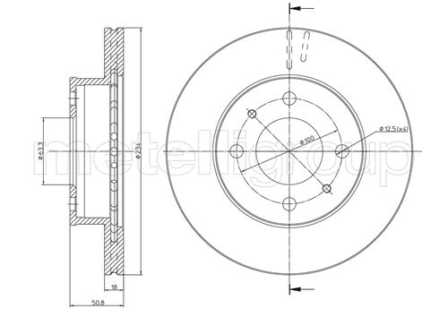 Metelli Bremsscheibe 230836 Belüftet 234Mm 18Mm Für Hyundai