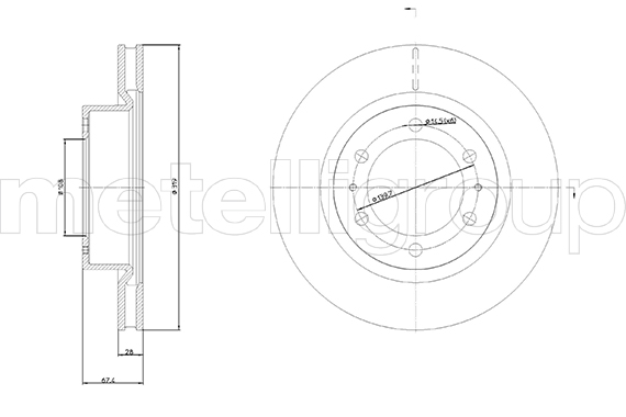 Metelli Bremsscheibe 231892C Belüftet 319Mm 28Mm Für Toyota