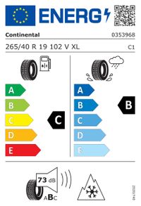 Continental Winterreifen "265/40R19 102V - ContiWinterContact TS 830P", Art.-Nr. 03539680000