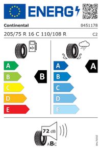 Continental Sommerreifen "205/75R16 110/108R - ContiVanContact 200", Art.-Nr. 04511780000