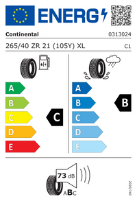 Continental Sommerreifen "[Continental] 265/40ZR21 105Y - SportContact 7", Art.-Nr. 03130240000