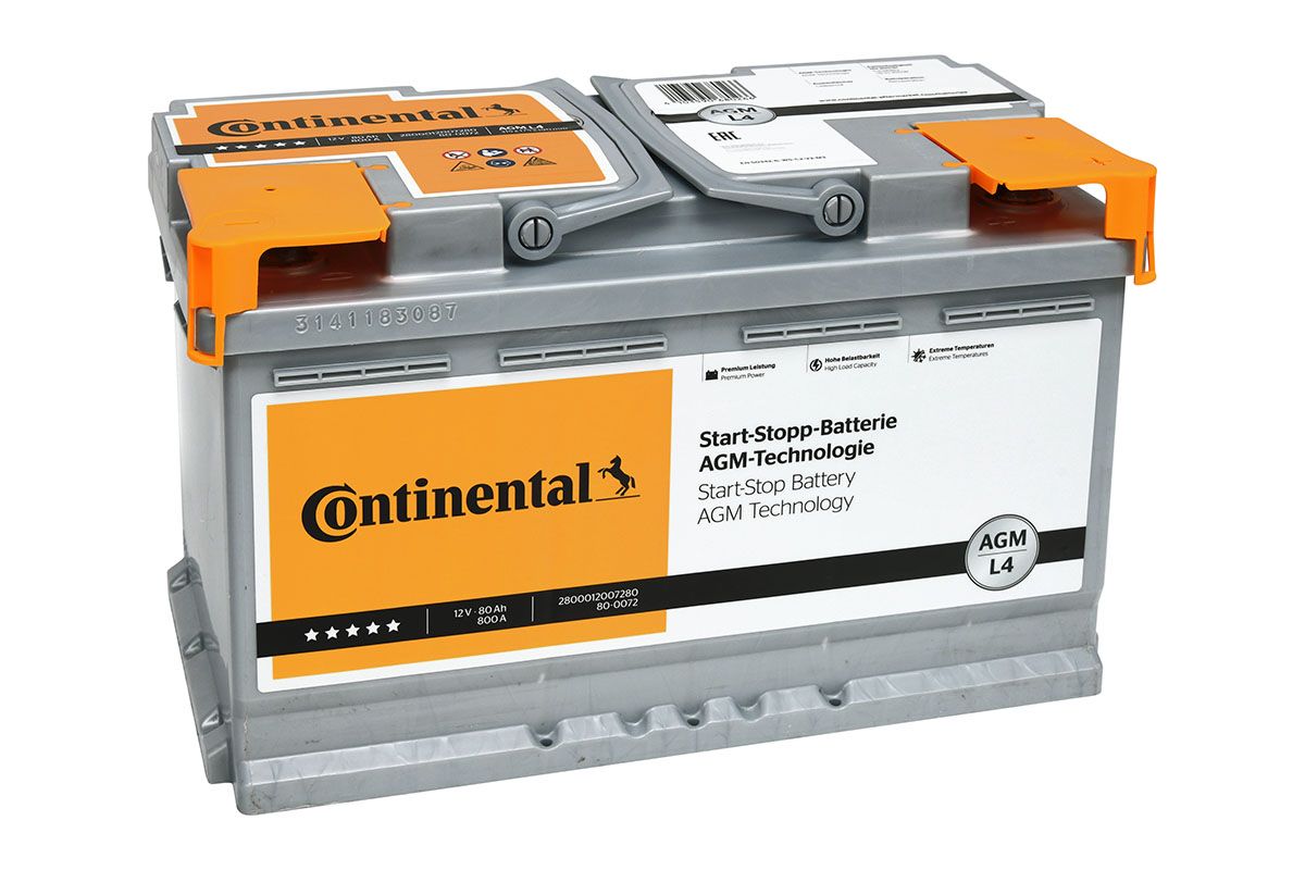 CONTINENTAL Starterbatterie AGM 12V, 80 Ah, 800 A 2800012007280 12V 68Ah 800A für Opel Ford CHEVROLET Volvo KIA VW JAGUAR Porsche BMW Mercedes L